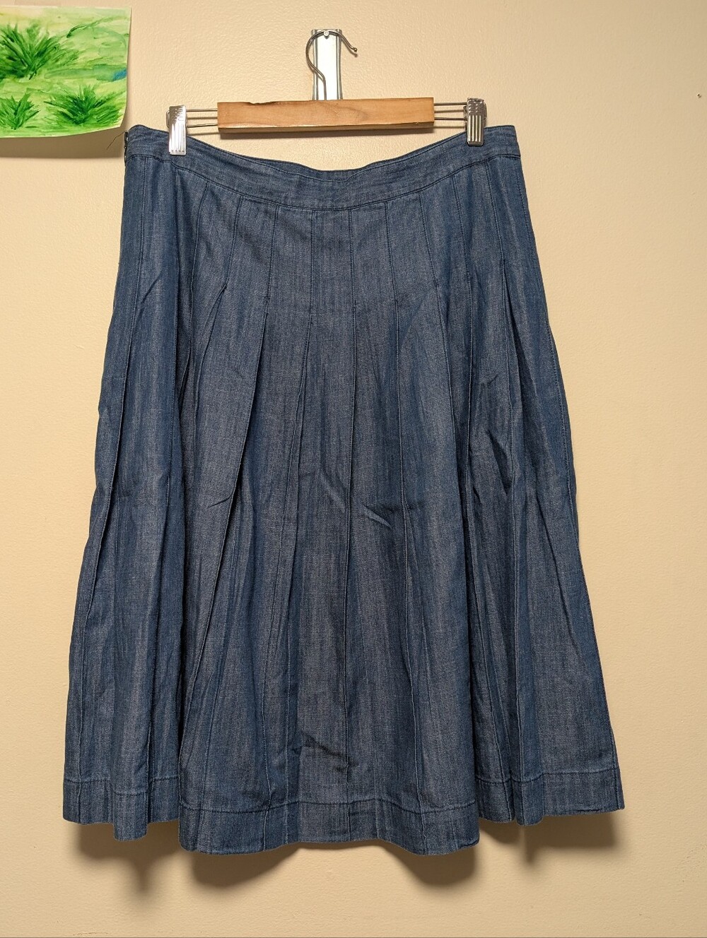 J.Crew Chambray Pleated Midi Skirt Women's Size 14 Lyocell Cotton - Picture 7 of 7